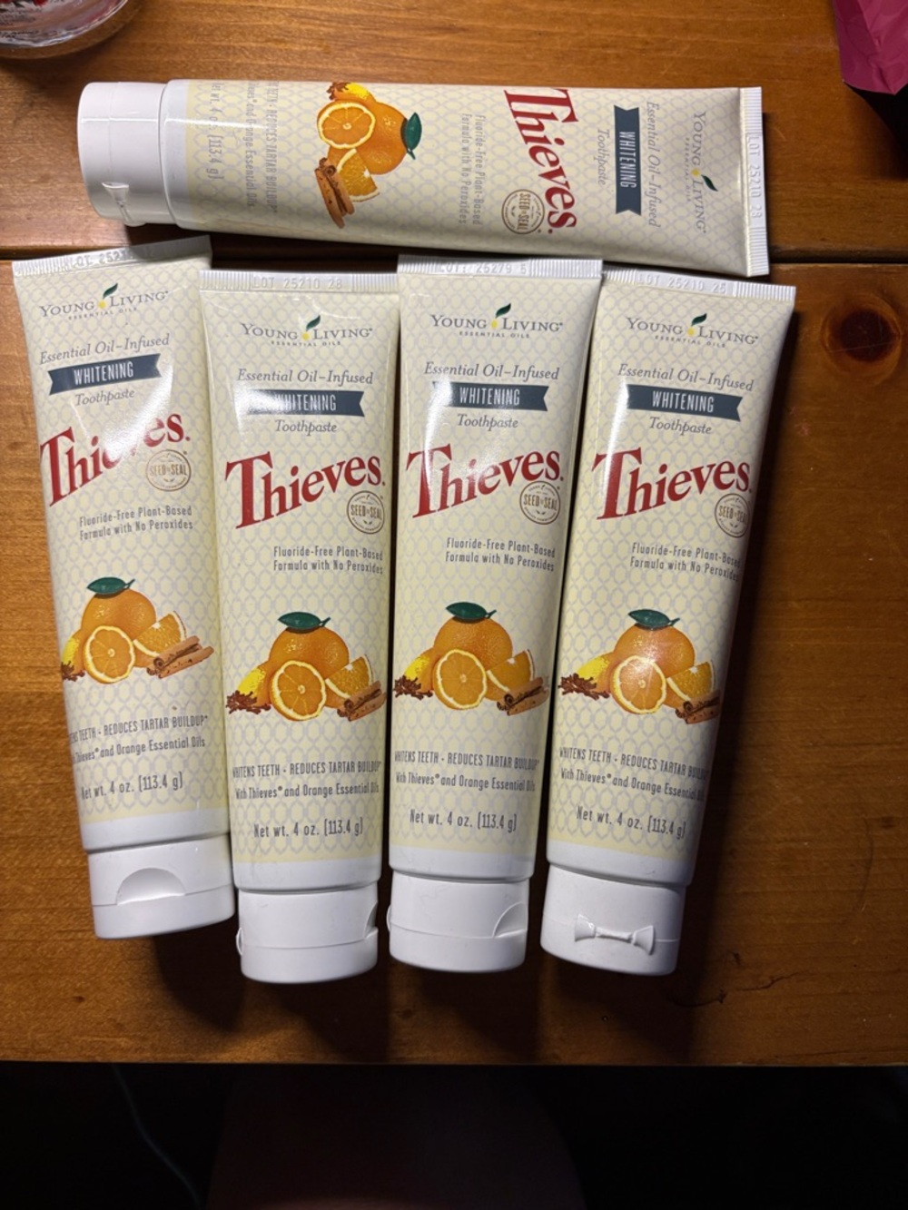 Young Living Thieves Whitening Toothpaste - Cream and Orange Label